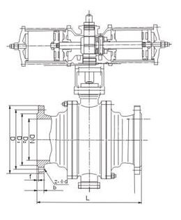 Q647F-40C,Q647F-64C氣動固定球閥結構圖紙 Q647F-40C,Q647F-64C氣動固定球閥結構圖紙