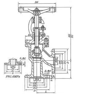 法蘭角式截止閥結構圖紙 法蘭角式截止閥結構圖紙