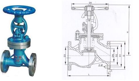 國標波紋管截止閥結構圖紙 國標波紋管截止閥結構圖紙